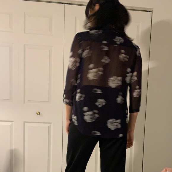 Aritzia Babaton Dark Sheer Silk Wrap Top - Picture 3 of 6